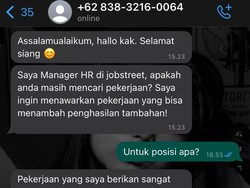 Beredar Chat Tawaran Kerja Catut Nama Jobstreet, Penipuan?