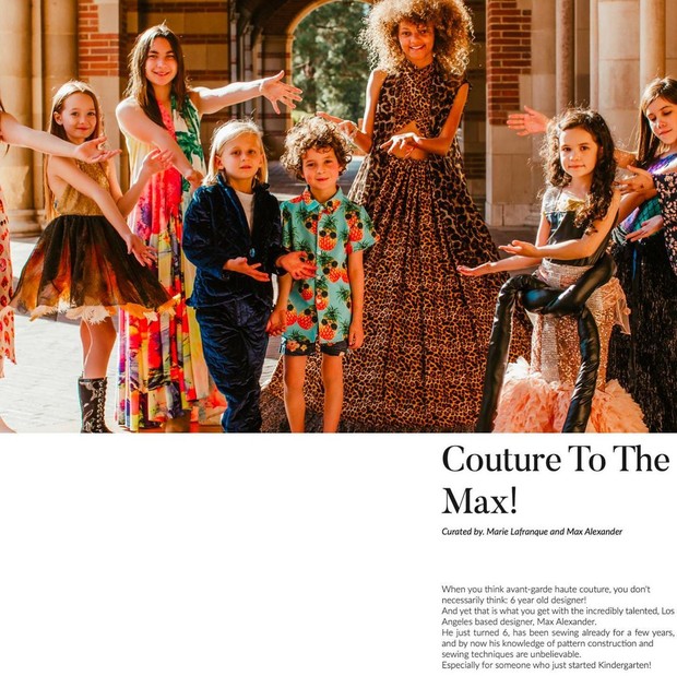 Foto: instagram.com/couture.to.the.max Max dan rancangannya dimuat dalam Majalah A World Our Own/