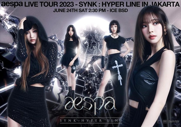 Poster konser aespa 'SYNK: HYPERLINE'/ Foto: instagram.com/dyandraglobal Poster konser aespa 'SYNK: HYPERLINE'