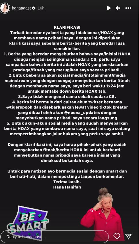 Instagram Stories Hana Hanifah