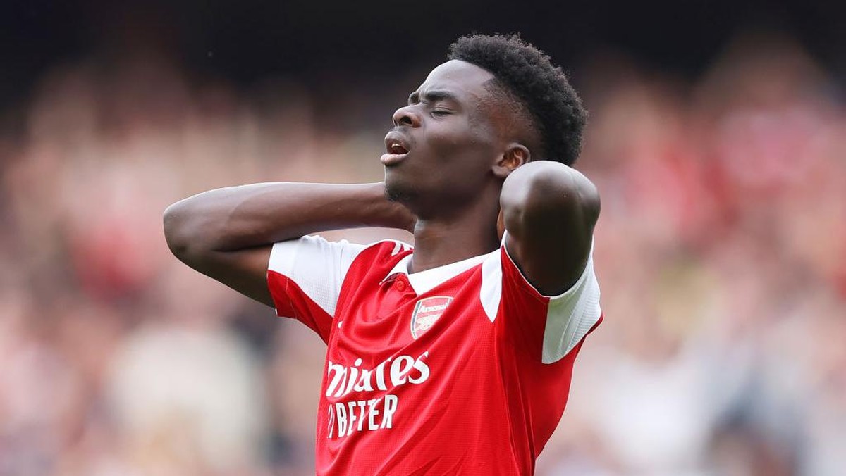 Bukayo Saka susah menerima kekalahan Arsenal dari Manchester United. (Foto: Getty Images/Julian Finney)