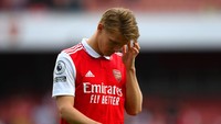 arsenal masih di peringkat dua dengan 81 poin dari 36 laga, tertinggal empat angka dari Manchester City yang baru bermain 35 kali. The Citizens hanya butuh satu kemenangan lagi untuk mengunci titelnya. (Foto: Getty Images/Shaun Botterill)