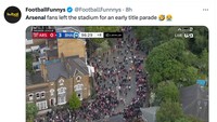 Saat melawan Brighton, fans Arsenal sedianya bersiap berpesta merebut puncak klasemen lagi. Eh malah buru-buru pulang karena sedih melihat kans juaranya malah nyaris hilang. (Foto: Twitter @FootballFunnnys)