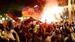 Tumpah Ruah Pesta Juara Pendukung Barcelona