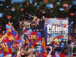 Messi Hadir dalam Perayaan Juara Barcelona