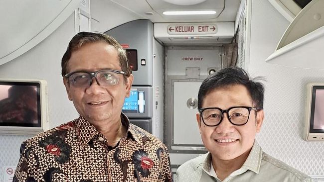 Mahfud Md dann Cak Imin satu pesawat ke Yogyakarta