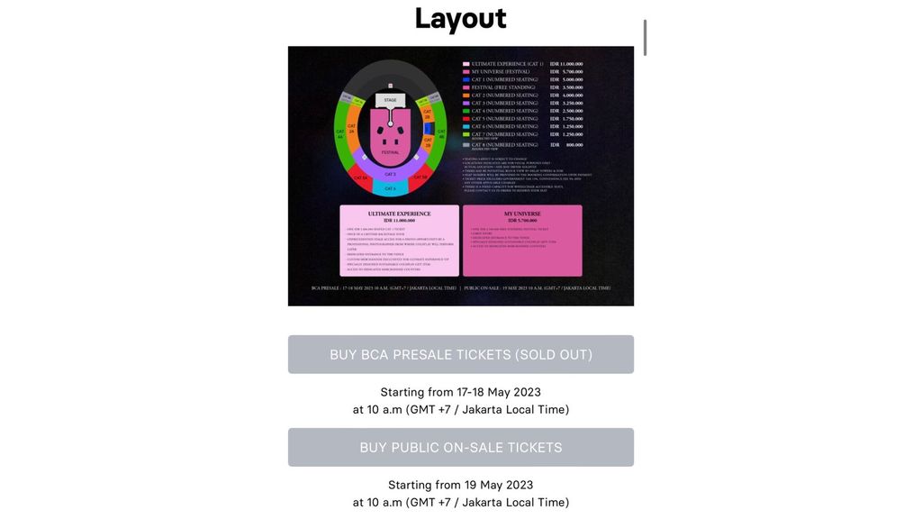 Tiket presale Coldplay soldout.