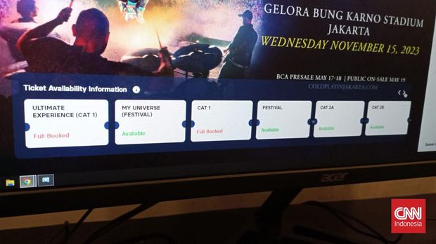 War tiket konser Coldplay di Jakarta berlangsung sengit. Tiket banyak diburu bahkan kategori Ultimate seharga Rp11 juta sudah ludes dipesan dalam waktu 6 menit.