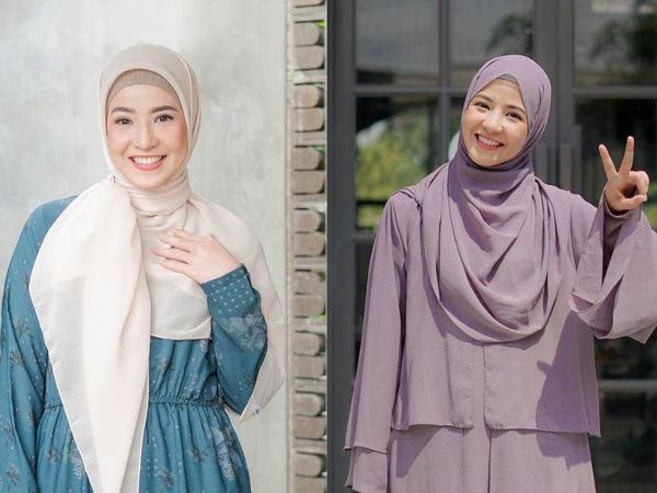 10 Potret Memesona Natasha Rizki Istri Desta dalam Busana Muslimah