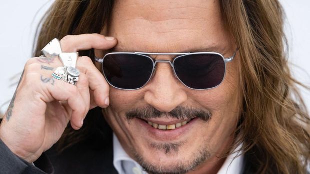 Johnny Depp di Cannes Film Festival di Palais des Festivals, Cannes, Prancis.