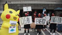 Ada Pikachu Demo di Kedubes Jepang Minta Setop Danai Energi Fosil