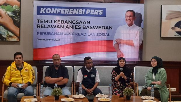 Konferensi Pers Temu Kebangsaan Relawan Anies Baswedan untuk Pilpres 2024, Jakarta, Jumat (19/5/2023)