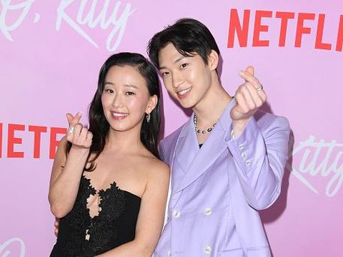 HOLLYWOOD, CALIFORNIA - MAY 11: Sang Heon Lee, Gia Kim arrives at the Los Angeles Special Screening Of Netflix's 