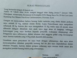 Isi Surat Tersangka Narkoba Soal Dugaan Penggelapan Barang Bukti 12 Kg Sabu