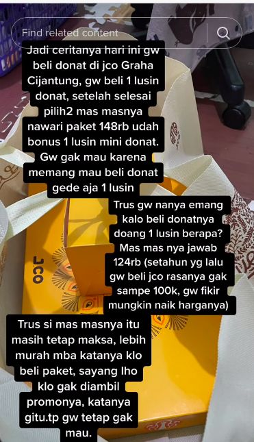 Wanita merasa dibohongi pelayan donat