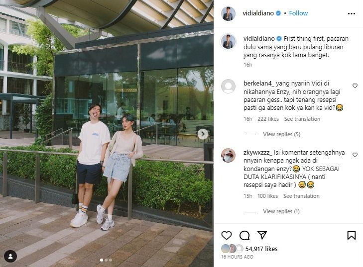 Unggahan Vidi Aldiano saat berlibur dengan Sheila Dara