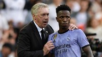 Vini terus berkembang soal pergerakan dan finishing-nya. Apalagi, dia kini begitu tenang di depan gawang lawan, kata pelatih Real Madrid, Carlo Ancelotti (Reuters)