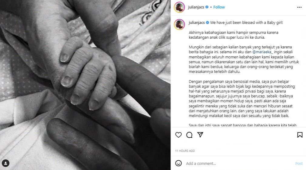 Julian Jacob umumkan kelahiran anak pertama