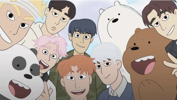 Monsta X berkolaborasi dengan serial animasi We Bare Bears/Foto: allkpop.com Monsta X berkolaborasi dengan serial animasi We Bare Bears/Foto: allkpop.com