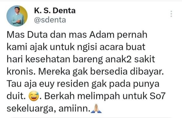 Cerita seorang dokter tentang Duta yang tidak memungut bayaran untuk tampil di acara charity/Foto: detikHot/Dok. Ist Cerita seorang dokter tentang Duta yang tidak memungut bayaran untuk tampil di acara charity/Foto: detikHot/Dok. Ist