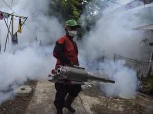 Cegah Kasus DBD, Petugas Fogging Rumah-rumah Warga di Ciamis