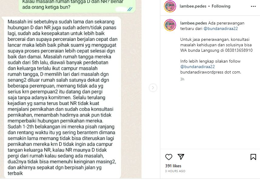 Unggahan peramal soal permasalahan rumah tangga Desta dan Natasha Rizki