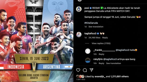Bek timnas Argentina Nicolas Tagliafico merespons duel Indonesia vs Argentina pada FIFA Matchday.