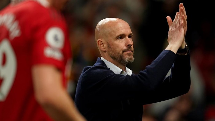 Manchester United manager Erik ten Hag applauds the fans after the Premier League match at Old Trafford, Manchester. Picture date: Thursday May 25, 2023. (Photo by Martin Rickett/PA Images via Getty Images)