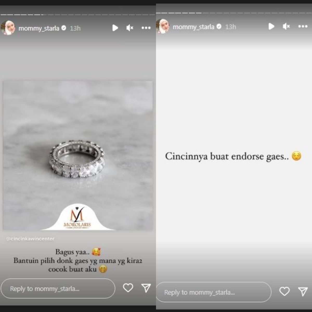 Unggahan Inara Rusli yang diduga memiliki gandengan baru karena minta dipilihin cincin pernikahan.