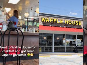 Duh! Pekerja Restoran Waffle Kepergok Merokok Saat Membuat Pesanan