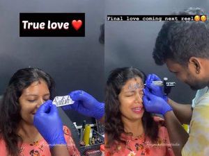 Wanita Ini Tato Nama Suami di Dahi untuk Tunjukkan Rasa Cinta