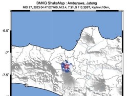 Gempa Dangkal M 2.4 Goyang Banyu Biru-Jambu Semarang