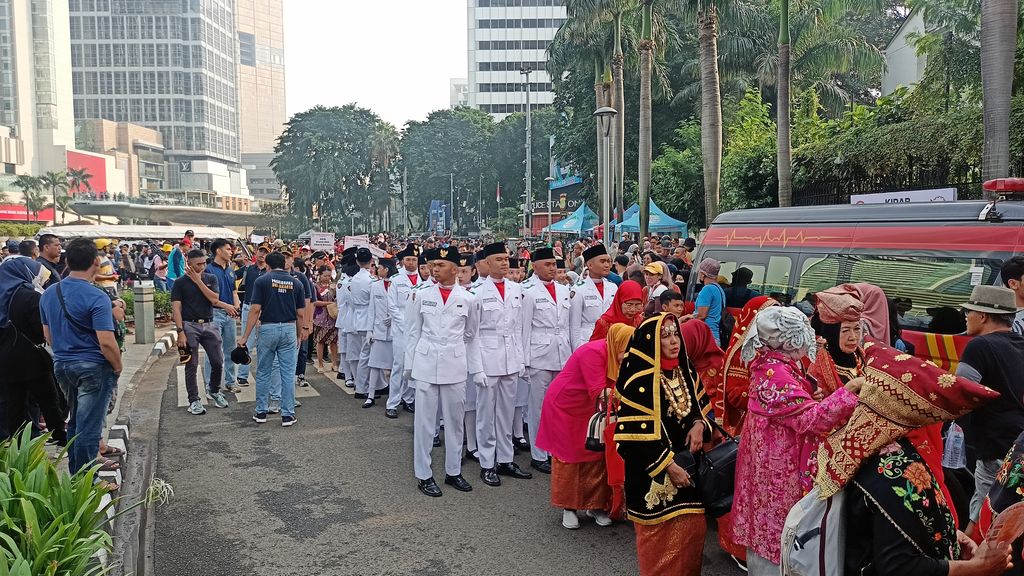 Kirab Pancasila Ramaikan CFD Sudirman-Thamrin Pagi Ini (Adrial/detikcom)