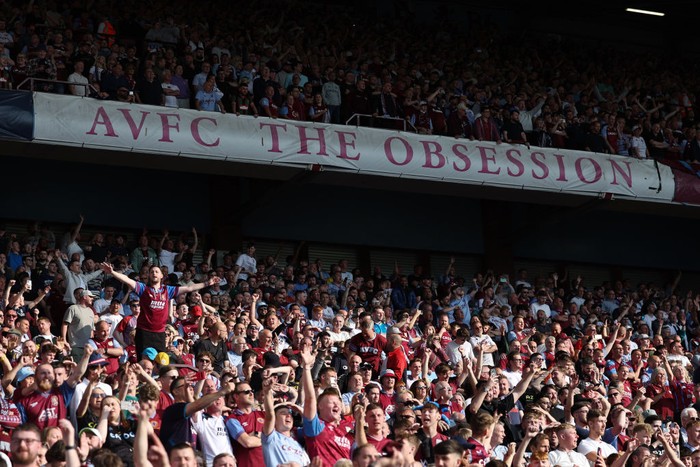 Aston Villa BIRMINGHAM, ENGLAND - MAY 28: Douglas Luiz of Aston Villa celebrates scoring for Aston Villa during the Premier League match between Aston Villa and Brighton & Hove Albion at Villa Park on May 28, 2023 in Birmingham, England. (Photo by Neville Williams/Aston Villa FC via Getty Images)
