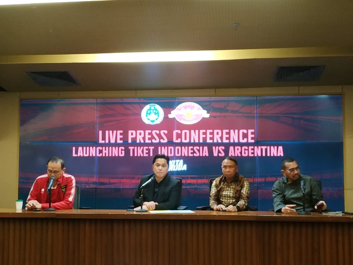 Konferensi pers launching tiket Indonesia vs Argentina di Stadion Utama Gelora Bung Karno