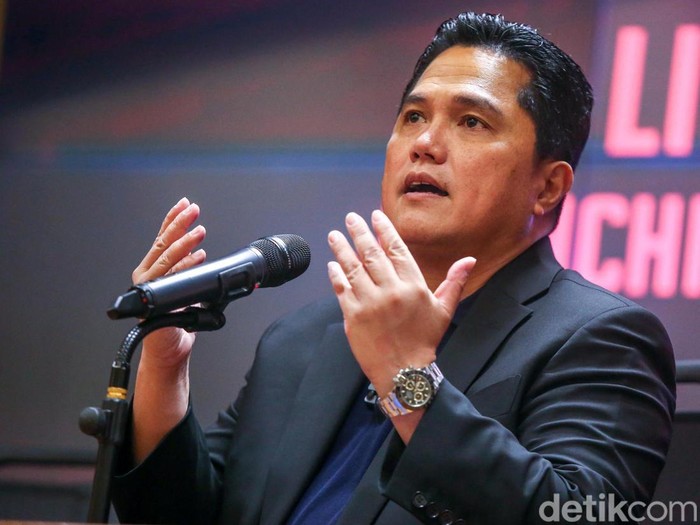 Ketum PSSI Erick Thohir mengumumkan harga tiket  Indonesia vs Argentina di GBK, Jakarta, Senin (29/5/2023). Harganya mulai dari Rp 600 ribu hingga Rp 4 jutaan.