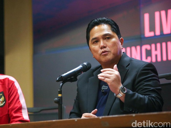 Ketum PSSI Erick Thohir mengumumkan harga tiket  Indonesia vs Argentina di GBK, Jakarta, Senin (29/5/2023). Harganya mulai dari Rp 600 ribu hingga Rp 4 jutaan.