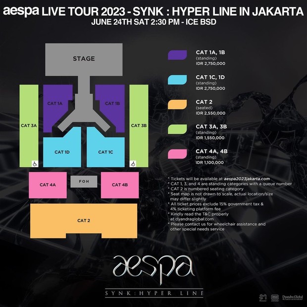Potret seat plan konser aespa 'SYNK HYPERLINE'/ Foto: instagram.com/dyandraglobal Potret seat plan konser aespa 'SYNK HYPERLINE'