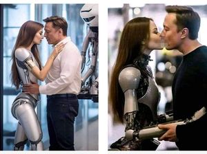 Foto Viral Elon Musk Cium Robot Perempuan