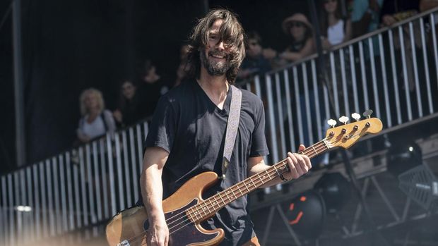 Keanu Reeves of Dogstar performs on day two of the BottleRock Napa Valley Music Festival on Saturday, May 27, 2023, at the Napa Valley Expo in Napa, Calif. (Photo by Amy Harris/Invision/AP)