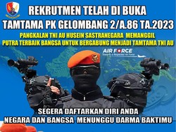 TNI AU Buka Penerimaan Anggota Pasukan Elite, Lulusan SMA/SMP Merapat