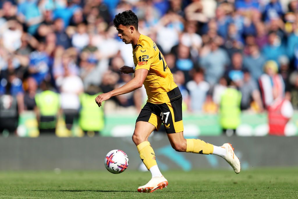 WOLVERHAMPTON, ENGLAND - MAY 20: Matheus Nunes of Wolverhampton Wanderers runs with the ball during the Premier League match between Wolverhampton Wanderers and Everton FC at Molineux on May 20, 2023 in Wolverhampton, England. (Photo by Jack Thomas - WWFC/Wolves via Getty Images)