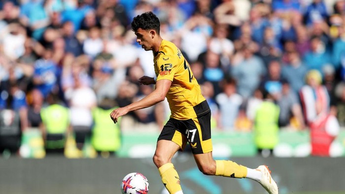 WOLVERHAMPTON, ENGLAND - MAY 20: Matheus Nunes of Wolverhampton Wanderers runs with the ball during the Premier League match between Wolverhampton Wanderers and Everton FC at Molineux on May 20, 2023 in Wolverhampton, England. (Photo by Jack Thomas - WWFC/Wolves via Getty Images)