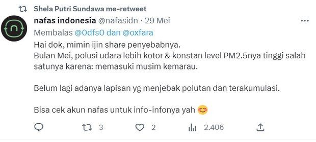 Respon akun nafas indonesia.