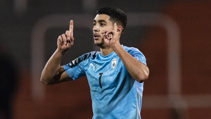 MENDOZA, ARGENTINA - MAY 30: Anan Khalaili of Israel celebrates his goal during FIFA U-20 World Cup Argentina 2023  Round of 16 match between Uzbekistan and Israel at Estadio Mendoza on May 30, 2023 in Mendoza, Argentina. (Photo by Marcio Machado/Eurasia Sport Images/Getty Images)