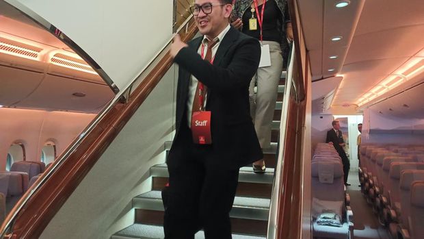 Penampakan kabin pesawat Airbus A380 milik maskapai Emirates.