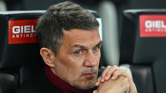 UDINE, ITALY - MARCH 18: Paolo Maldini, Technical Director of AC Milan, looks on prior to the Serie A match between Udinese Calcio and AC Milan at Dacia Arena on March 18, 2023 in Udine, Italy. (Photo by Alessandro Sabattini/Getty Images)