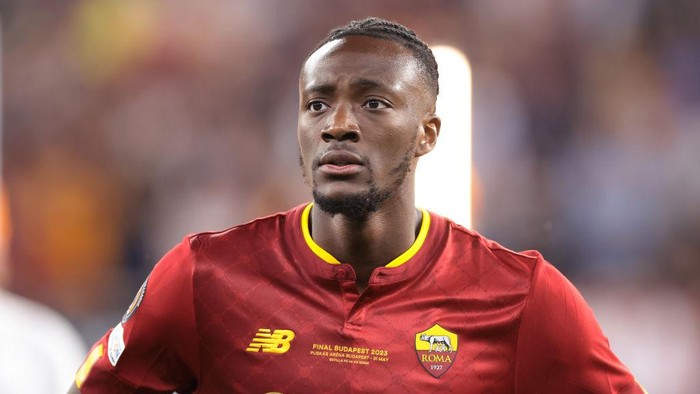 BUDAPEST, HUNGARY - MAY 31: Tammy Abraham of AS Roma looks on during the line up prior to the UEFA Europa League 2022/23 final match between Sevilla FC and AS Roma at Puskas Arena on May 31, 2023 in Budapest, Hungary. (Photo by Jonathan Moscrop/Getty Images)