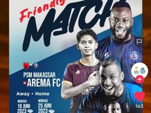 Beredar Laga Uji Coba PSM Makassar Vs Arema FC 2 Leg Sebelum Liga 1: Hoaks