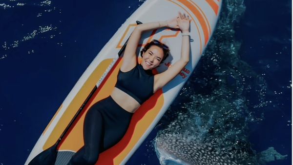 Gaya Gisella Anastasia Pose Bareng Hiu Paus di Laut Gorontalo
